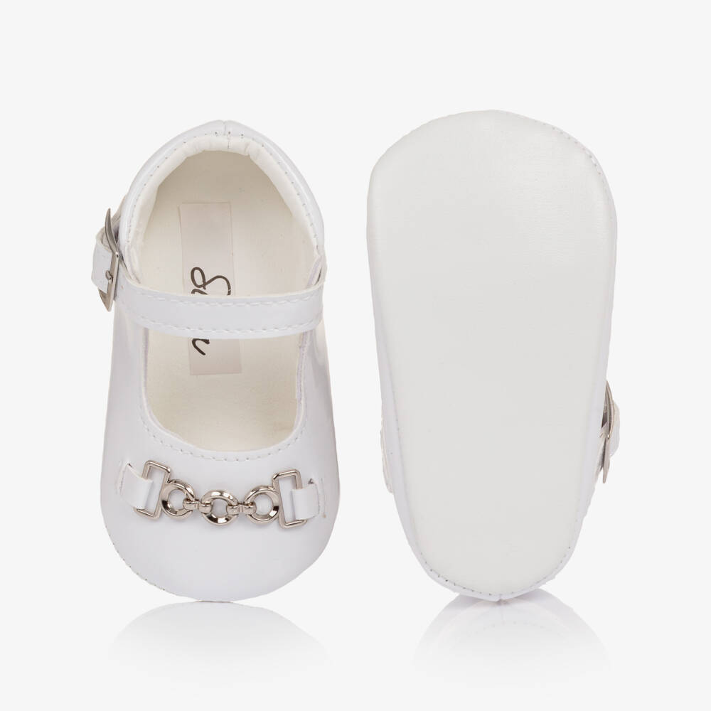 Sevva-White patent baby pre-walker shoes | Childrensalon Outlet