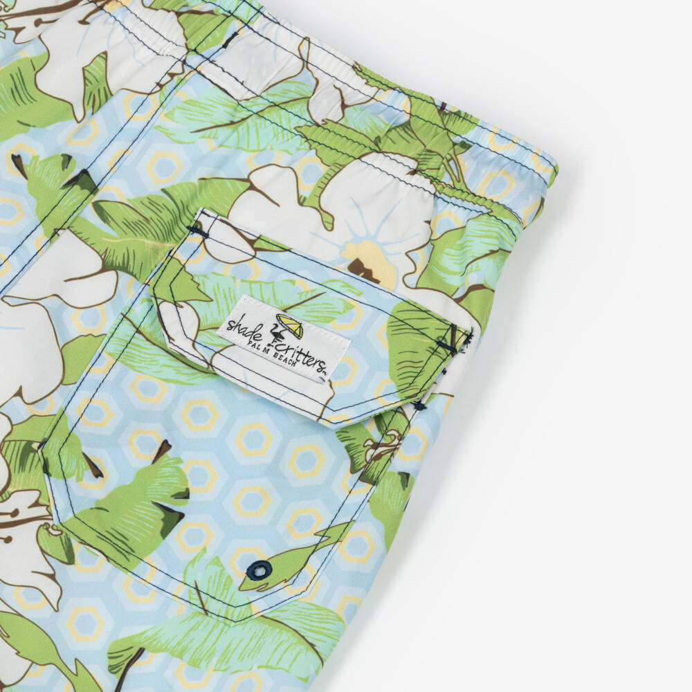 Shade Critters-Boys Blue Botanical Print Swim Shorts (UPF 50+) | Childrensalon Outlet