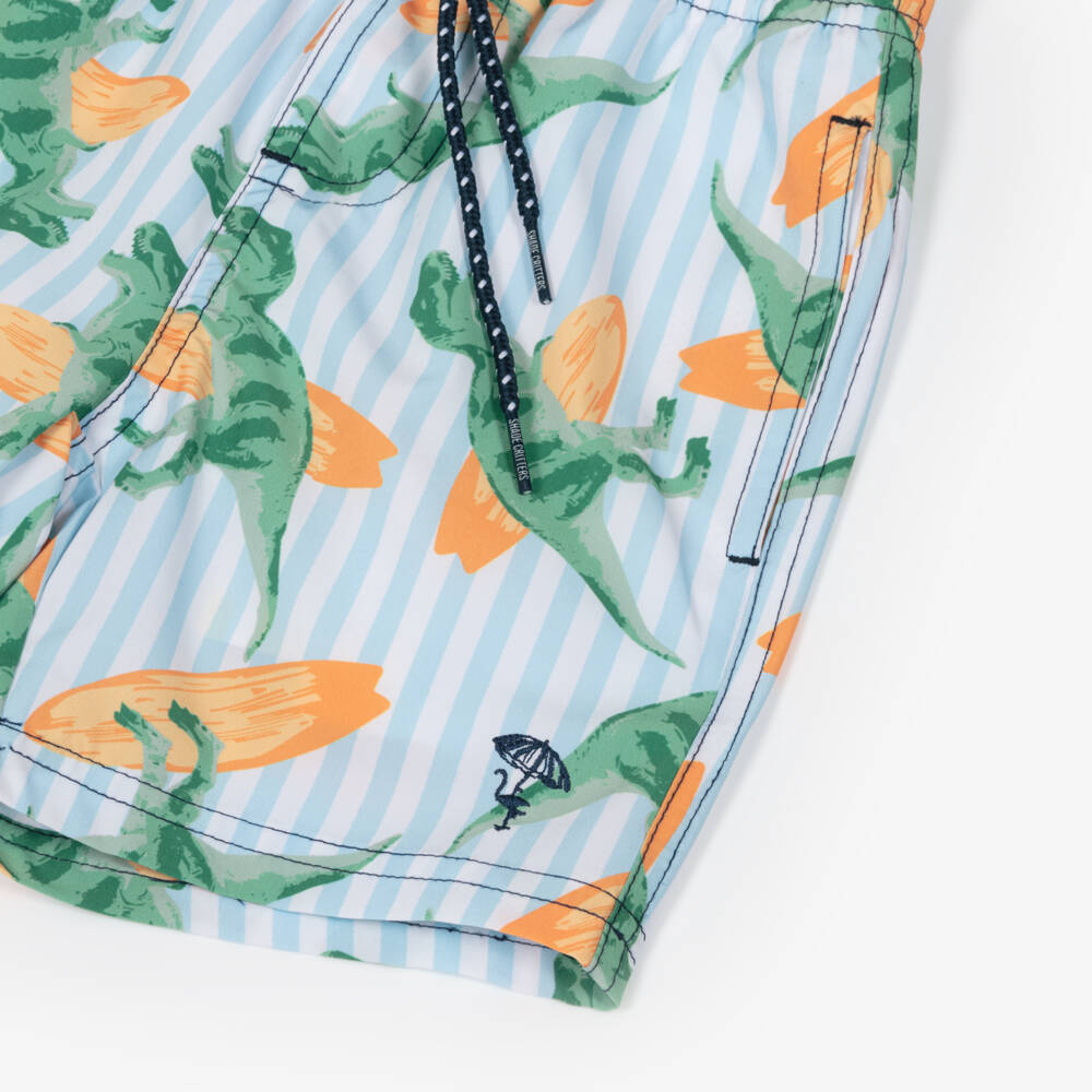 Shade Critters-Boys Blue Dinosaur Print Swim Shorts (UPF 50+) | Childrensalon Outlet