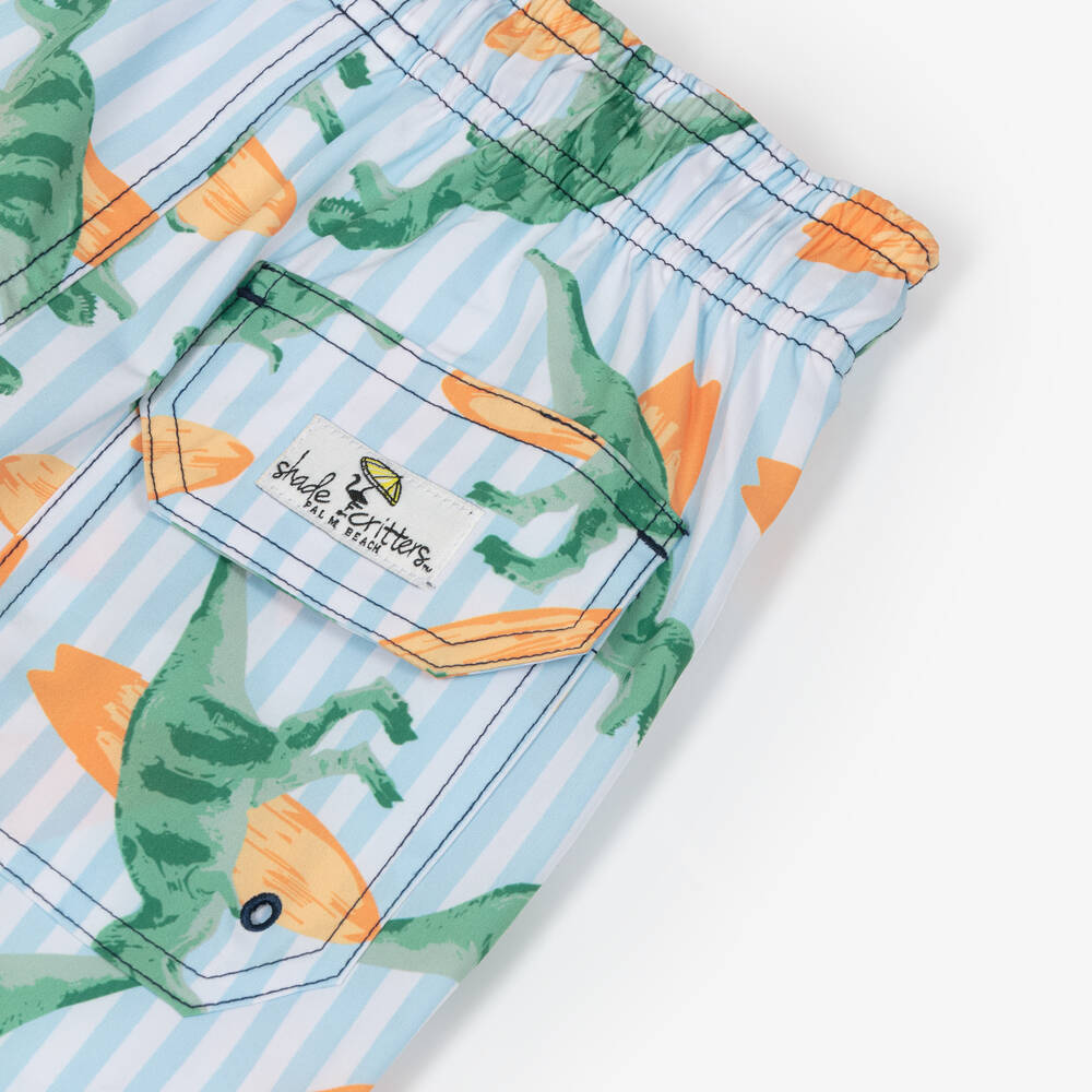 Shade Critters-Boys Blue Dinosaur Print Swim Shorts (UPF 50+) | Childrensalon Outlet