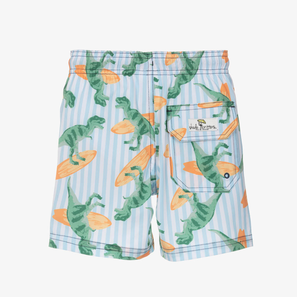 Shade Critters-Boys Blue Dinosaur Print Swim Shorts (UPF 50+) | Childrensalon Outlet