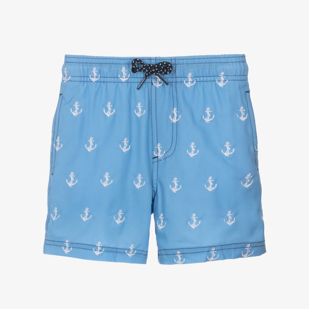 Shade Critters-Boys Blue Embroidered Swim Shorts (UPF 50+) | Childrensalon Outlet