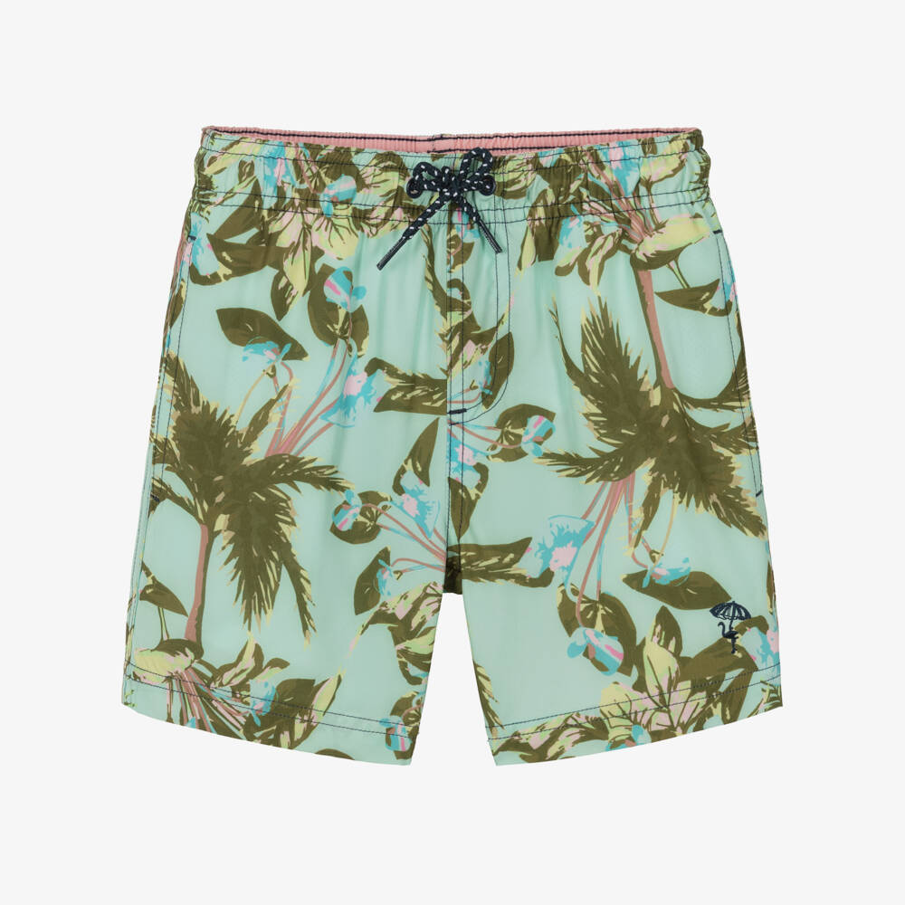 Shade Critters-Boys Green Tropical Print Swim Shorts (UPF50+) | Childrensalon Outlet