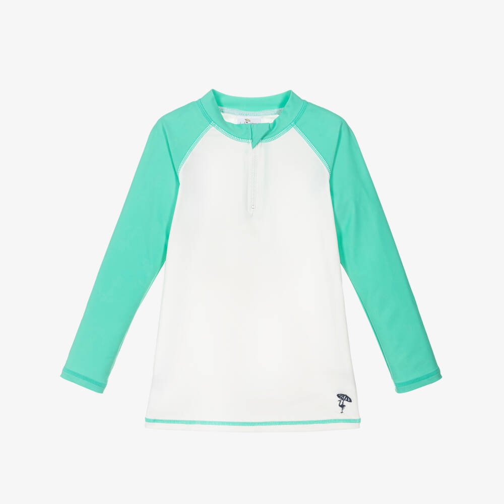Shade Critters-Boys Green & White Rash Guard | Childrensalon Outlet