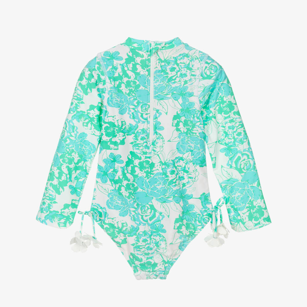 Shade Critters-مايوه طويل الأكمام بناتي بلون أزرق زهري | Childrensalon Outlet