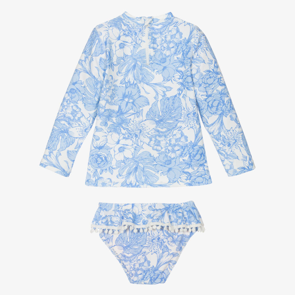 Shade Critters-طقم سباحة أزرق مزهر للبنات بحماية UPF50+ | Childrensalon Outlet