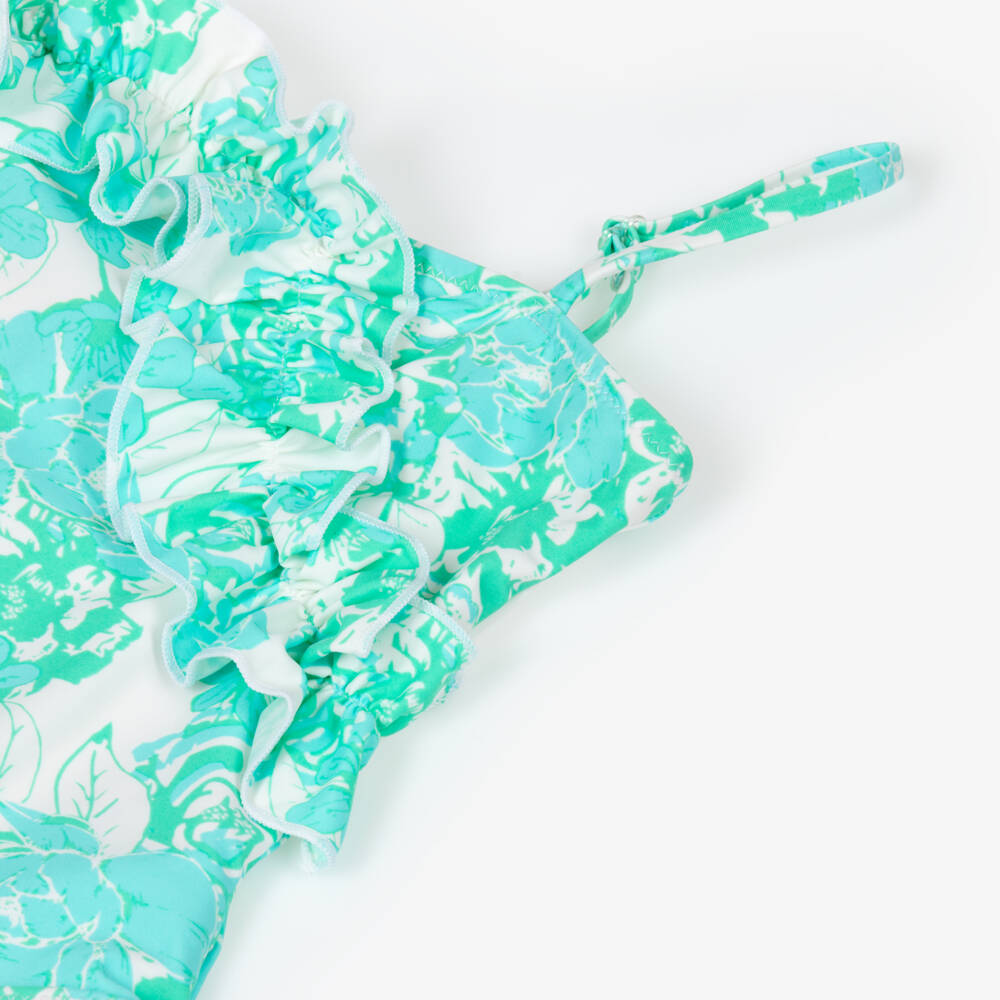 Shade Critters-Girls Emerald Floral Ruffle Swimsuit | Childrensalon Outlet