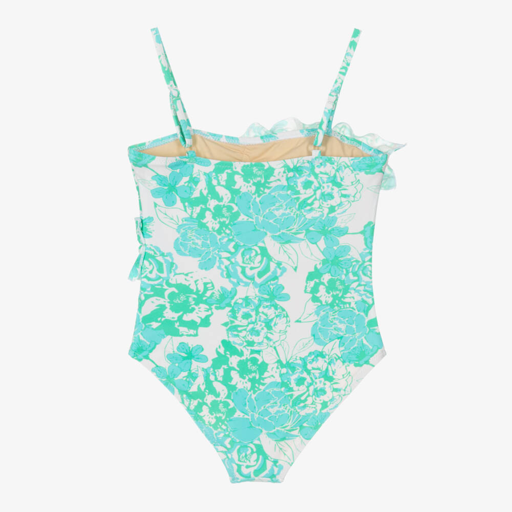 Shade Critters-Girls Emerald Floral Ruffle Swimsuit | Childrensalon Outlet
