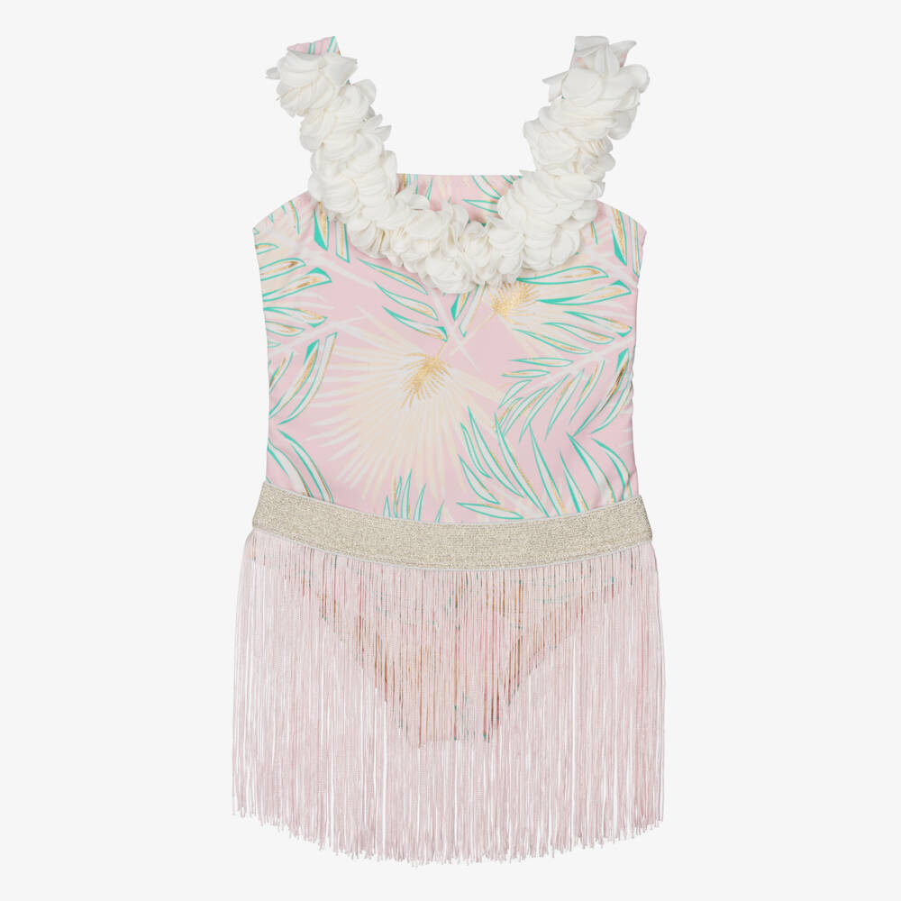 Shade Critters-Girls Tropical Pink Fringe Swimwear Set | Childrensalon Outlet