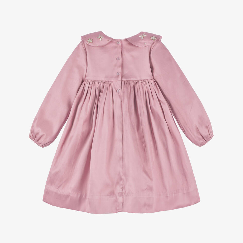 Shatha Essa-Girls Blush Smocked & Star-Collared Dress | Childrensalon Outlet
