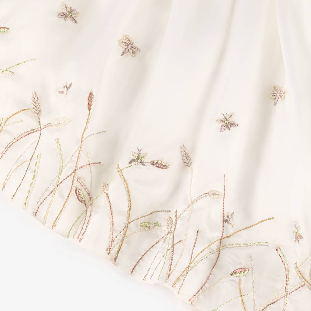 Shatha Essa-Girls Floral Ivory Silk Dress | Childrensalon Outlet