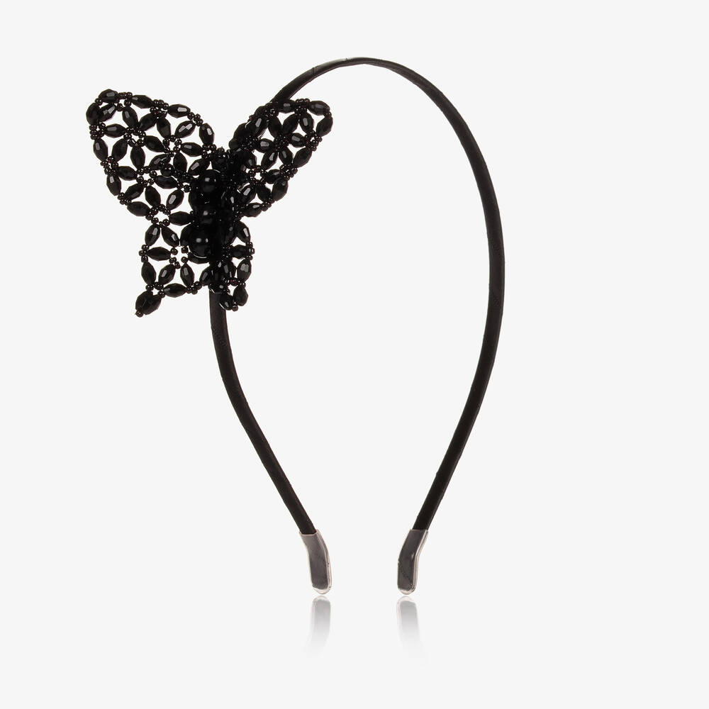 Sienna Likes To Party - Black Beaded Butterfly Hairband | Childrensalon