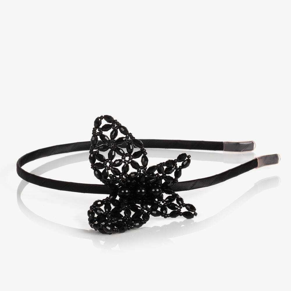 Sienna Likes To Party-Black Beaded Butterfly Hairband | Childrensalon Outlet