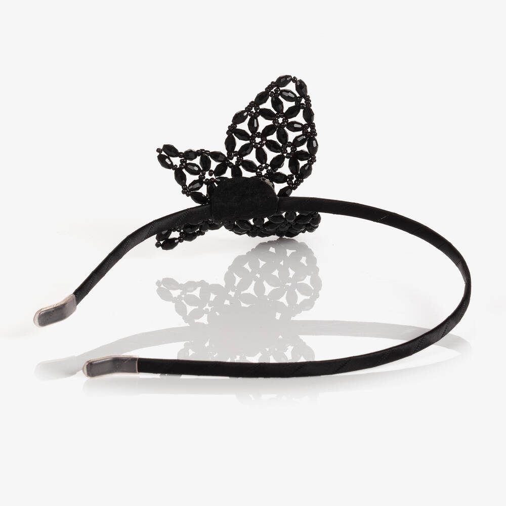 Sienna Likes To Party-Black Beaded Butterfly Hairband | Childrensalon Outlet
