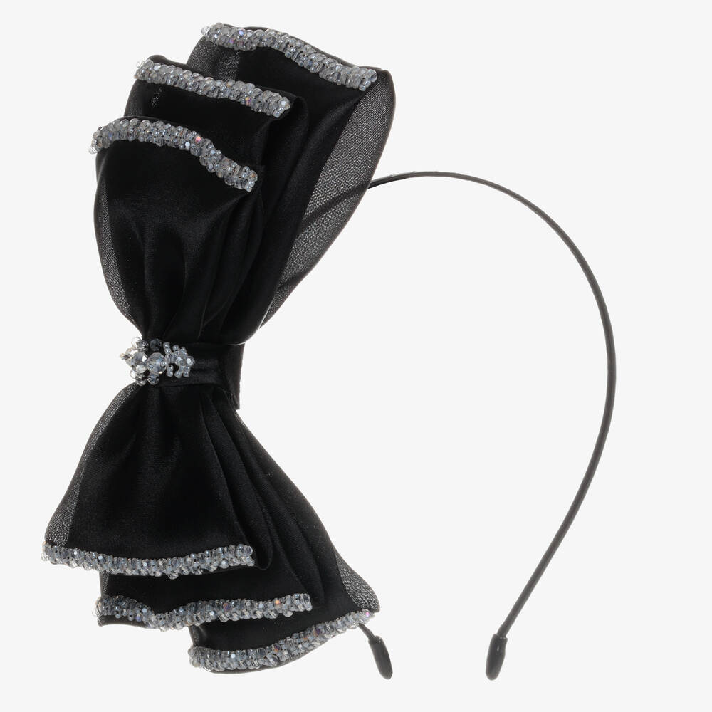 Sienna Likes To Party-Black Bow Hairband  | Childrensalon Outlet