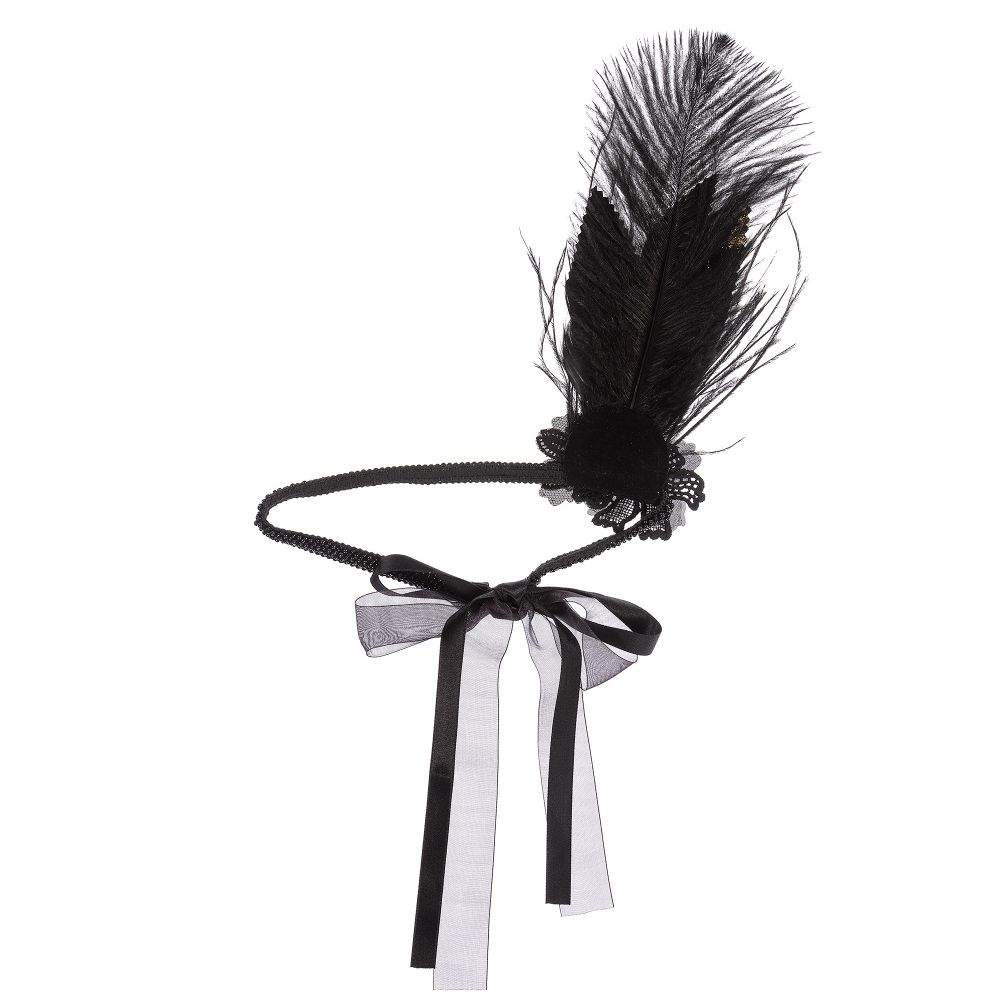 Sienna Likes To Party-Повязка на голову с пером черного цвета | Childrensalon Outlet