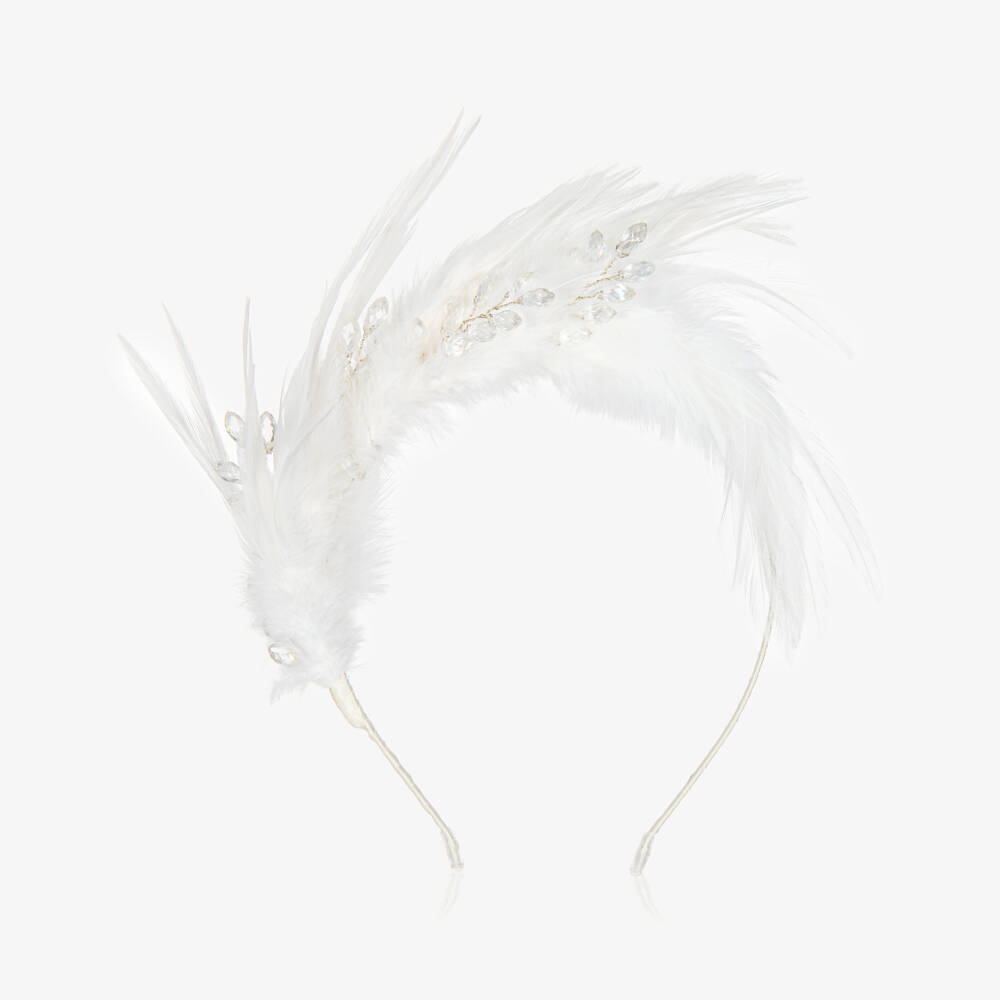 Sienna Likes To Party-Girls Elegant White Feather Headband | Childrensalon Outlet