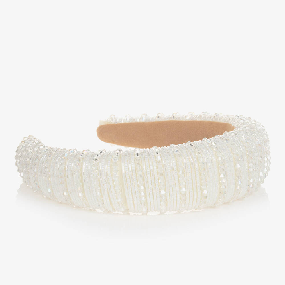 Sienna Likes To Party-Girls Ivory Beaded Hairband | Childrensalon Outlet