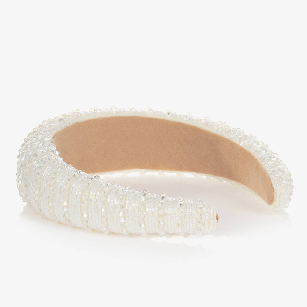 Sienna Likes To Party-Girls Ivory Beaded Hairband | Childrensalon Outlet