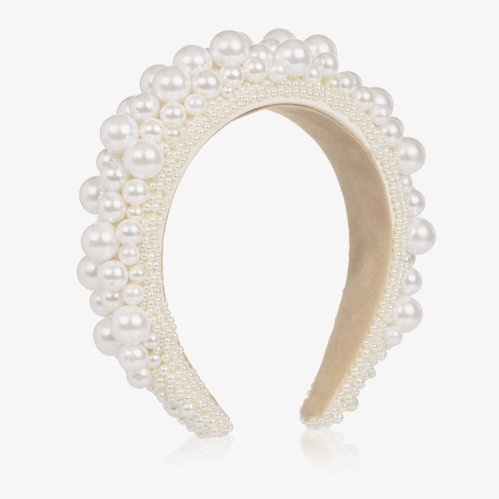 Sienna Likes To Party-Girls Ivory Pearl Hairband | Childrensalon Outlet