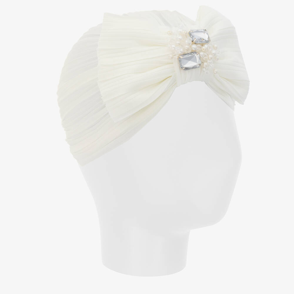 Sienna Likes To Party-Кремовый плиссированный тюрбан для девочек | Childrensalon Outlet