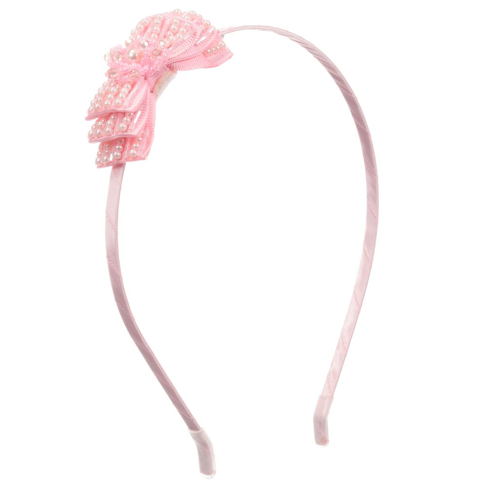 Sienna Likes To Party - Girls Pink Bow Hairband | Childrensalon