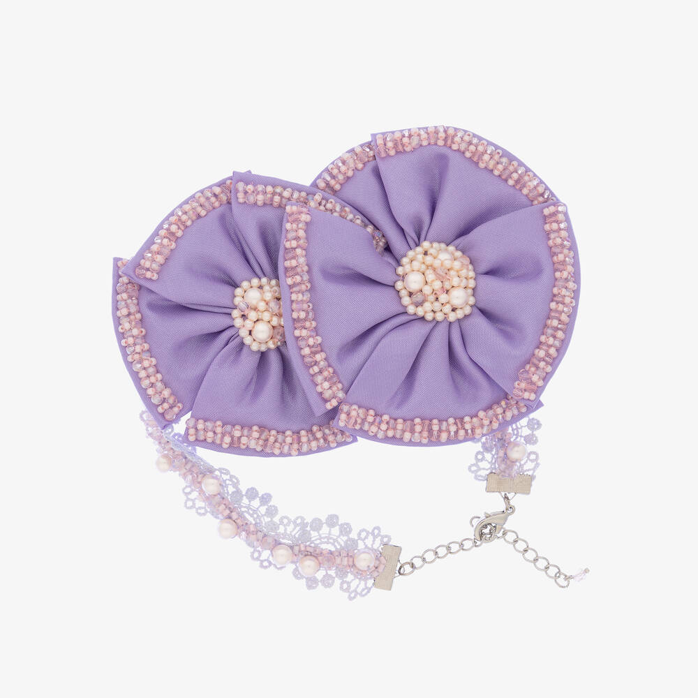 Sienna Likes To Party - Girls Purple Satin, Bead & Lace Necklace  | Childrensalon