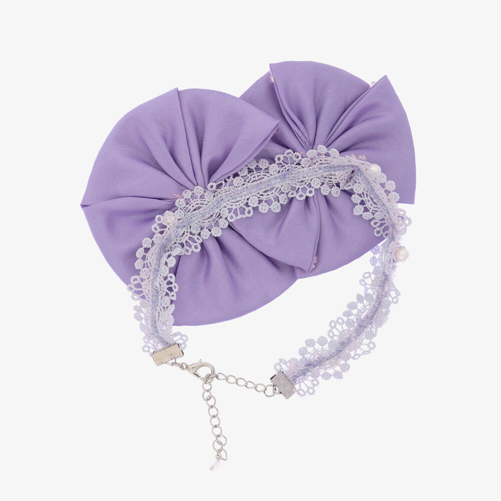 Sienna Likes To Party-Girls Purple Satin, Bead & Lace Necklace  | Childrensalon Outlet