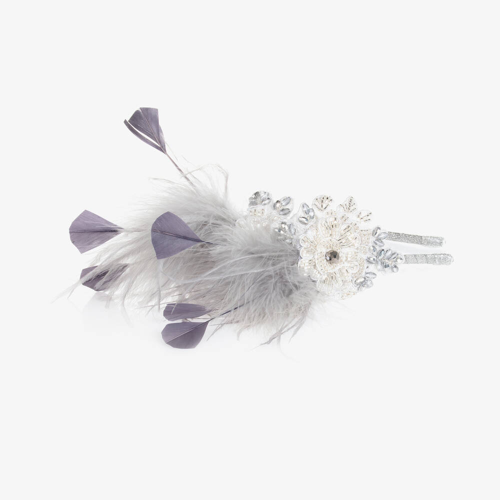 Sienna Likes To Party-Серебристый ободок с перьями | Childrensalon Outlet