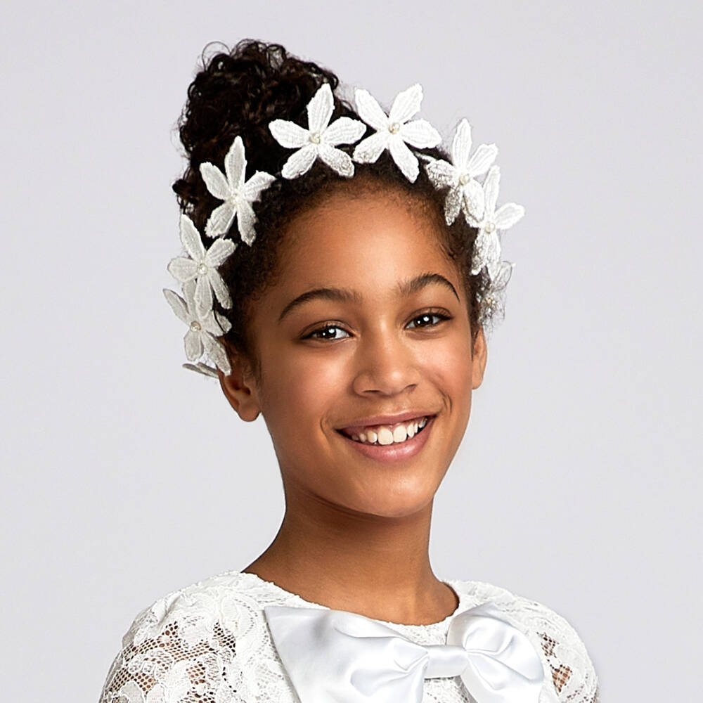 Sienna Likes To Party-Girls White Flower Garland | Childrensalon Outlet