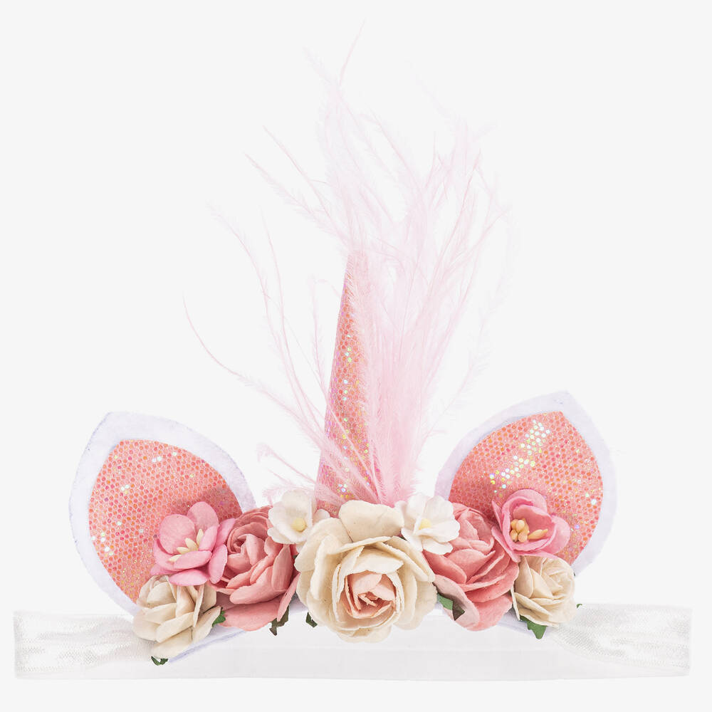 Sienna Likes To Party-Pink Floral Unicorn Headband | Childrensalon Outlet