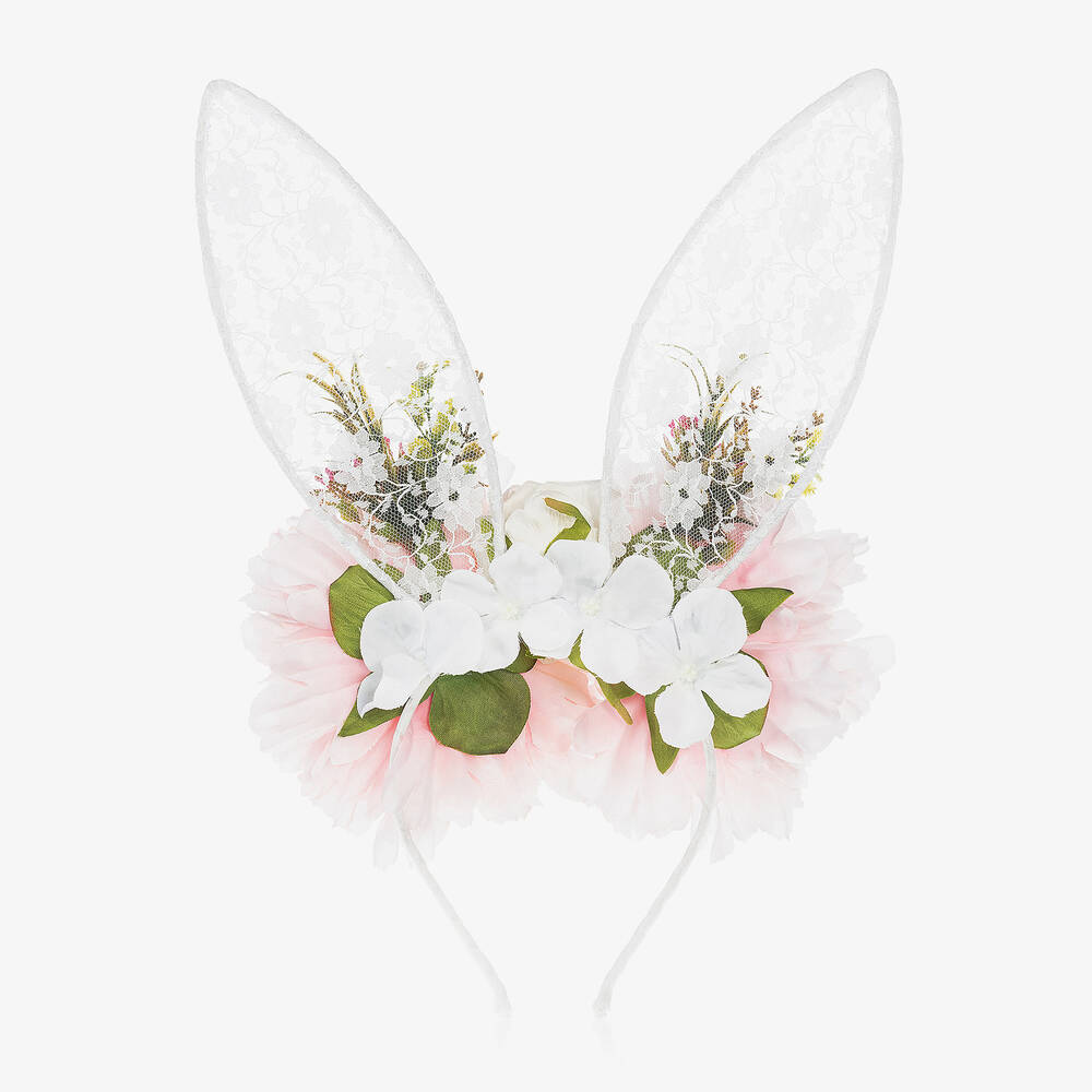 Sienna Likes To Party-White Floral Bunny Hairband | Childrensalon Outlet