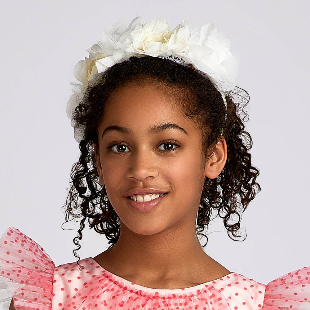 Sienna Likes To Party-White & Ivory Rose Hair Garland | Childrensalon Outlet
