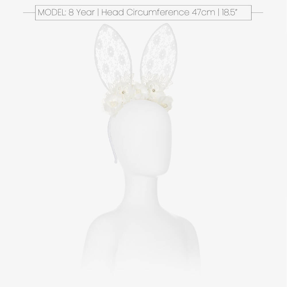 Sienna Likes To Party-Ободок для волос с заячьими ушками и кружевным украшением белого цвета | Childrensalon Outlet