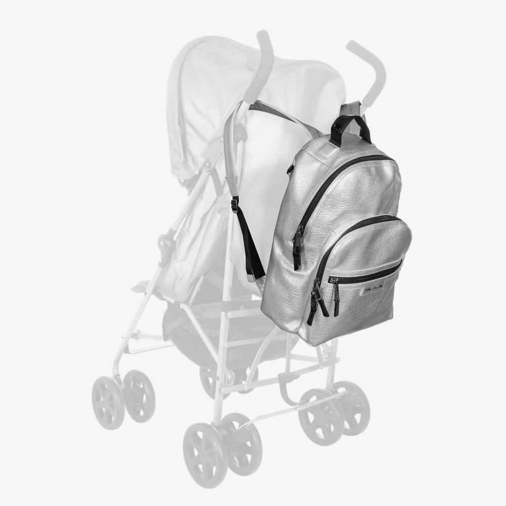 TIBA + MARL-Silver Faux Leather Changing Backpack (42cm) | Childrensalon Outlet