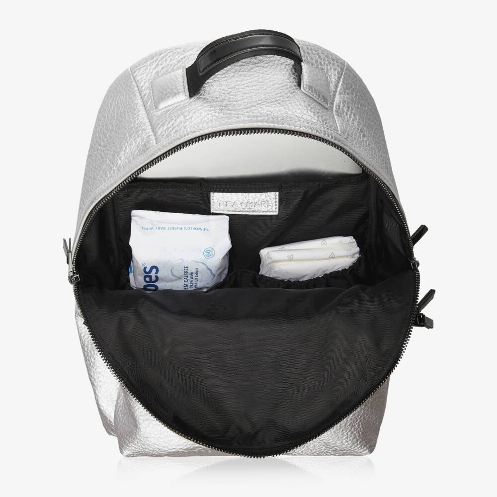TIBA + MARL-Silver Faux Leather Changing Backpack (42cm) | Childrensalon Outlet