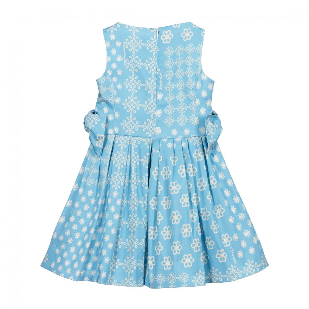 Simonetta-Girls Blue Floral Cotton Dress | Childrensalon Outlet