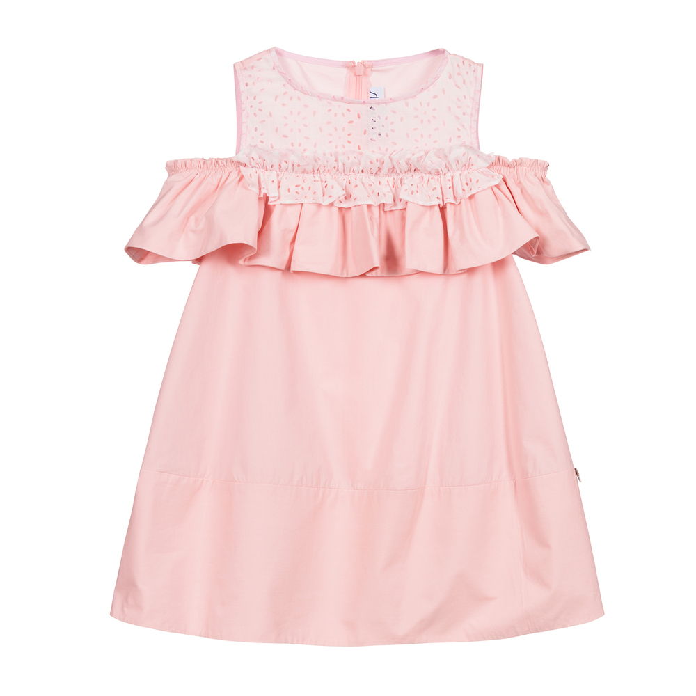 Simonetta - Girls Pink Cotton Dress | Childrensalon