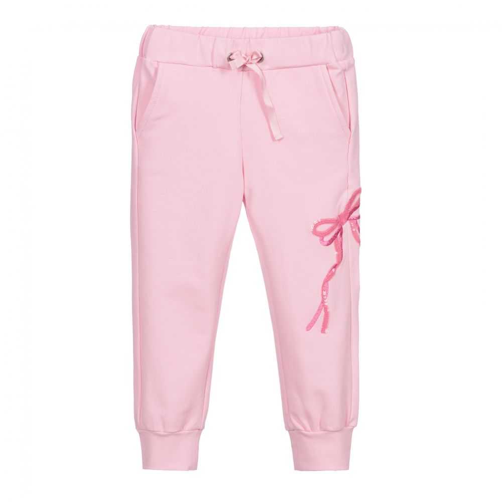 Simonetta - Girls Pink Cotton Joggers | Childrensalon
