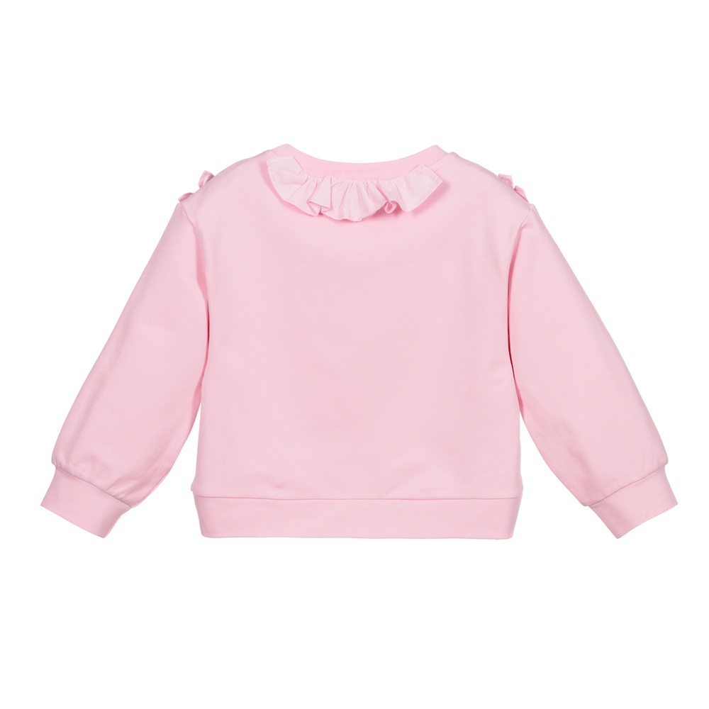 Simonetta-Girls Pink Cotton Sweatshirt | Childrensalon Outlet