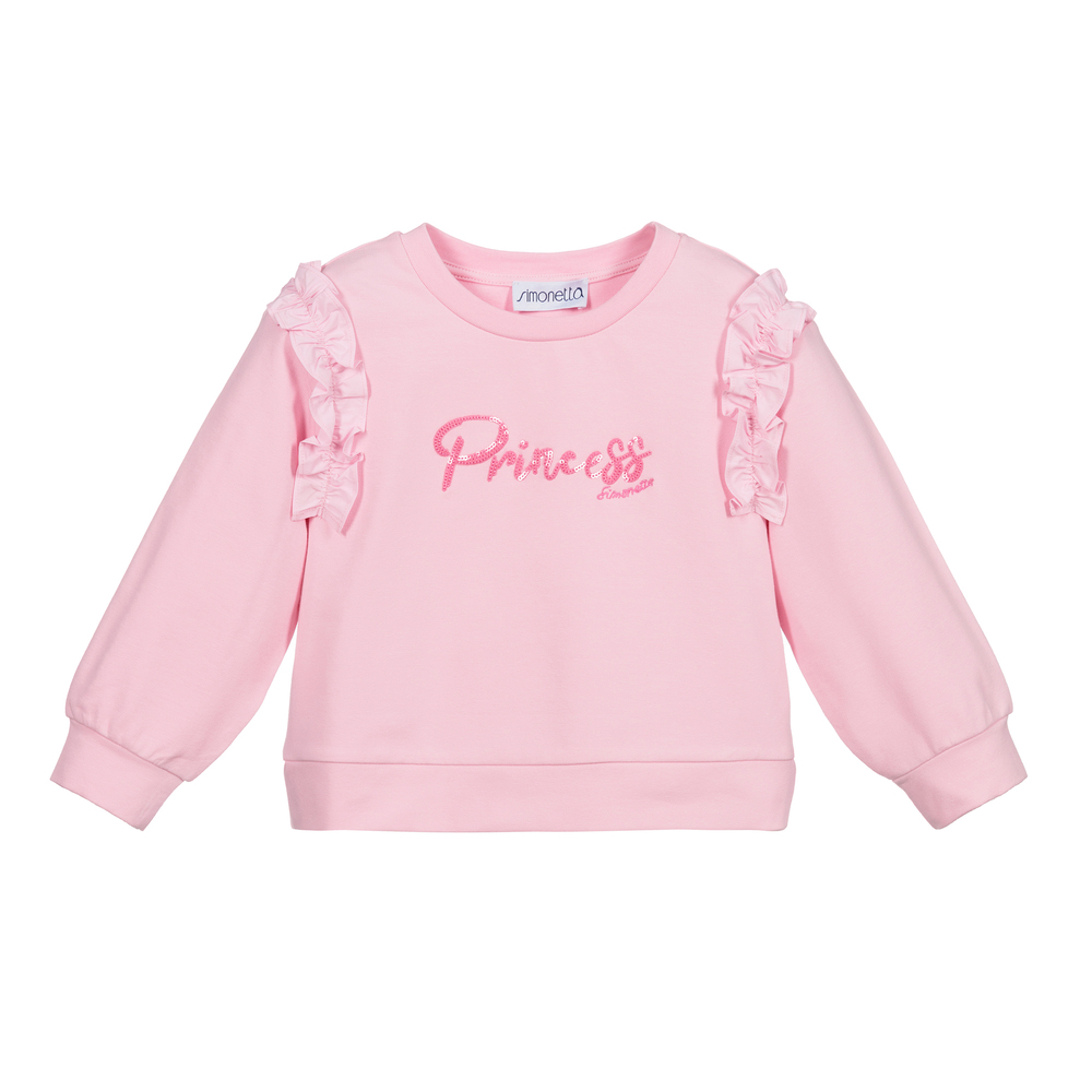 Simonetta - Girls Pink Cotton Sweatshirt | Childrensalon