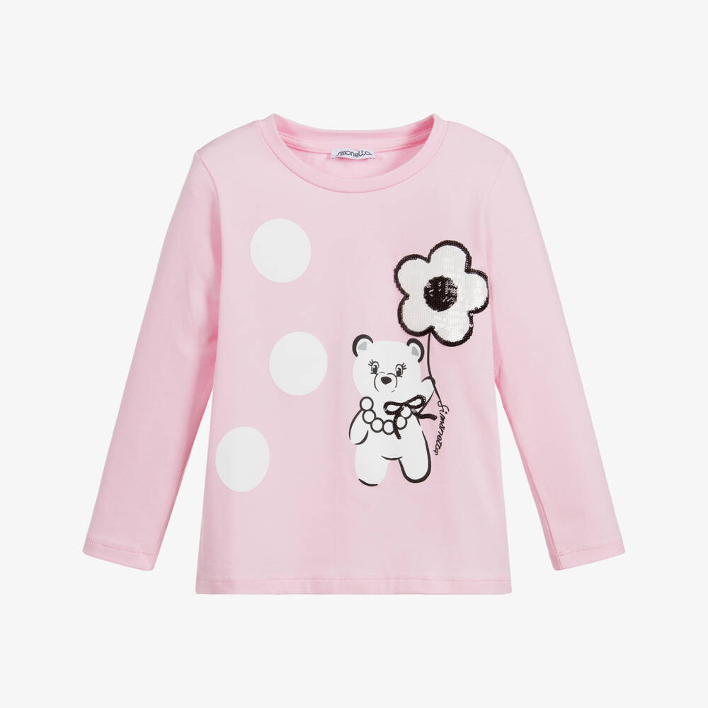 Simonetta-توب قطن لون زهري، أبيض و أسود للبنات | Childrensalon Outlet