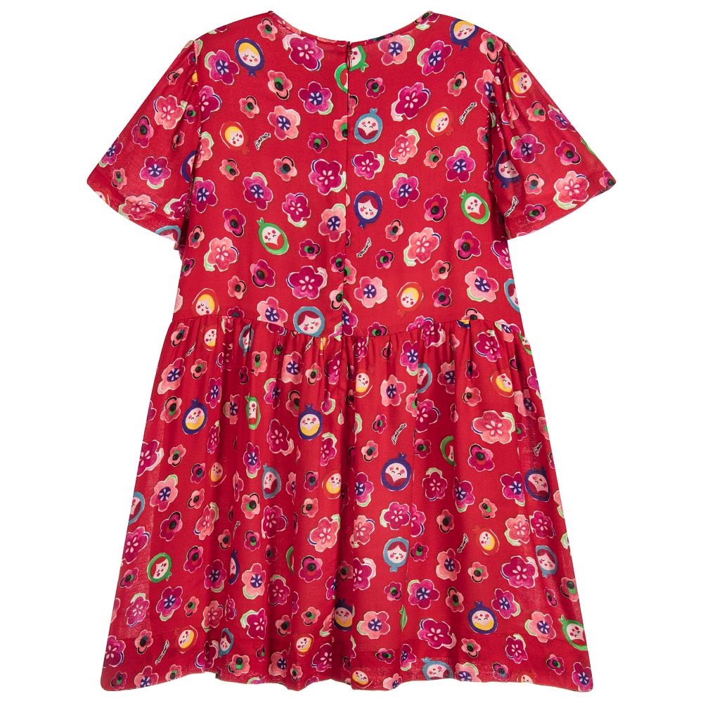 Simonetta-Girls Red Viscose Dress | Childrensalon Outlet