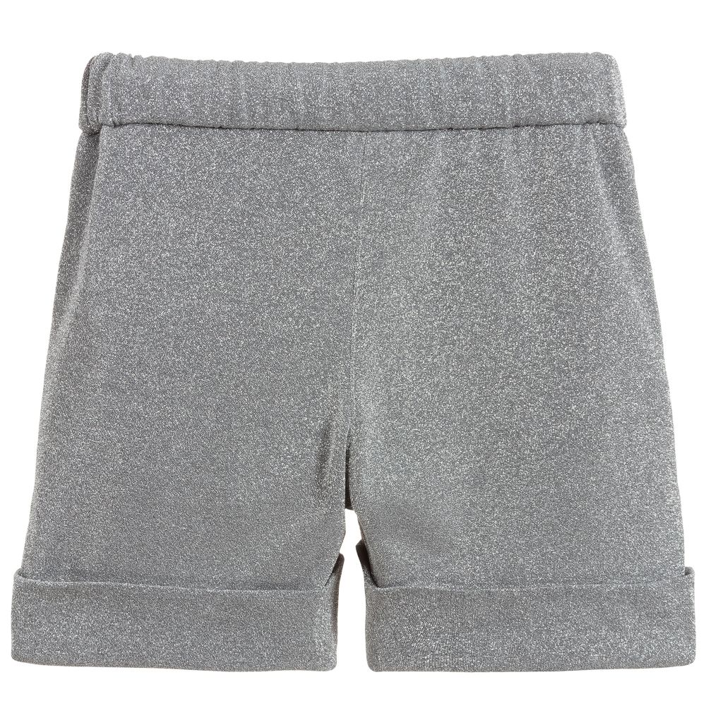 Simonetta-Girls Silver Glitter Shorts | Childrensalon Outlet