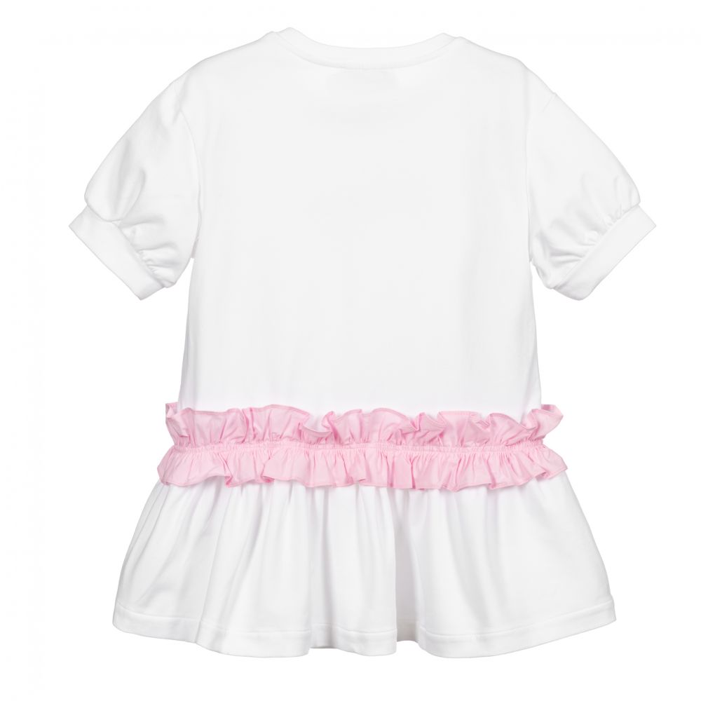 Simonetta-Girls White Cotton Dress | Childrensalon Outlet