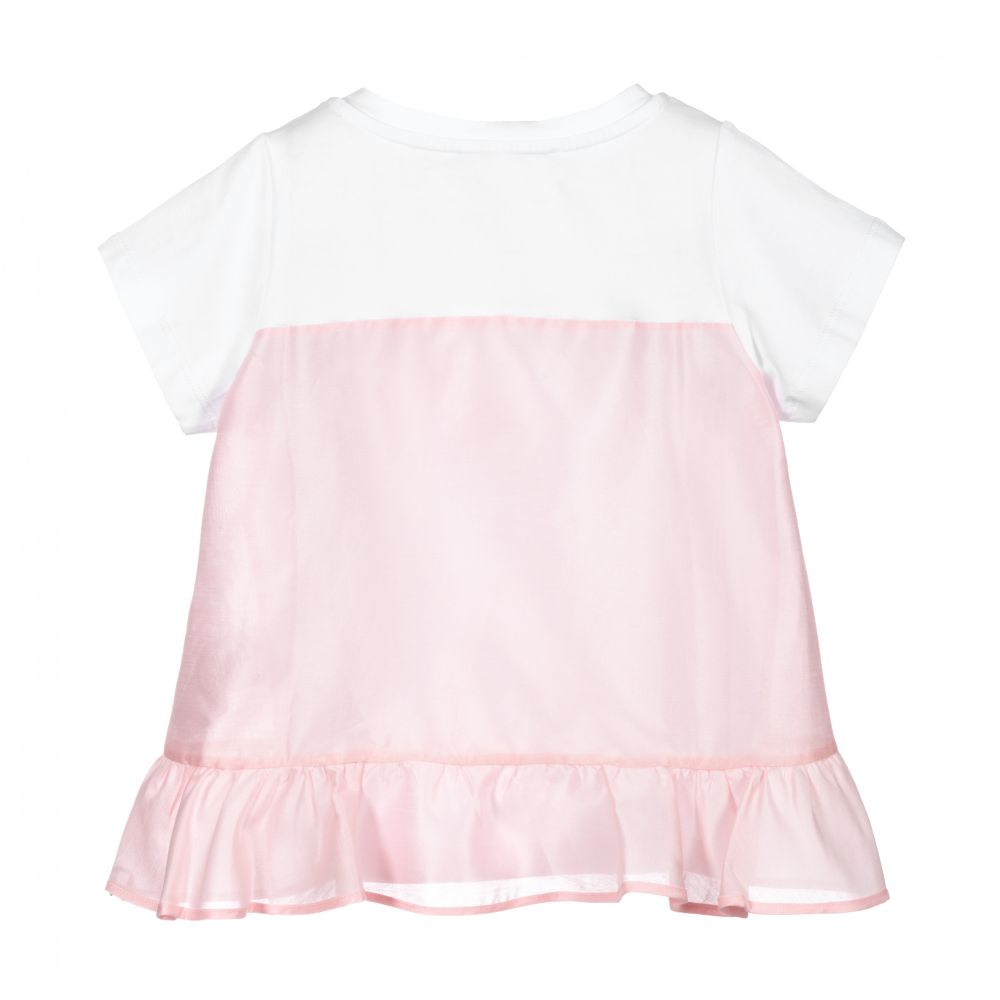 Simonetta-Girls White Cotton T-Shirt | Childrensalon Outlet
