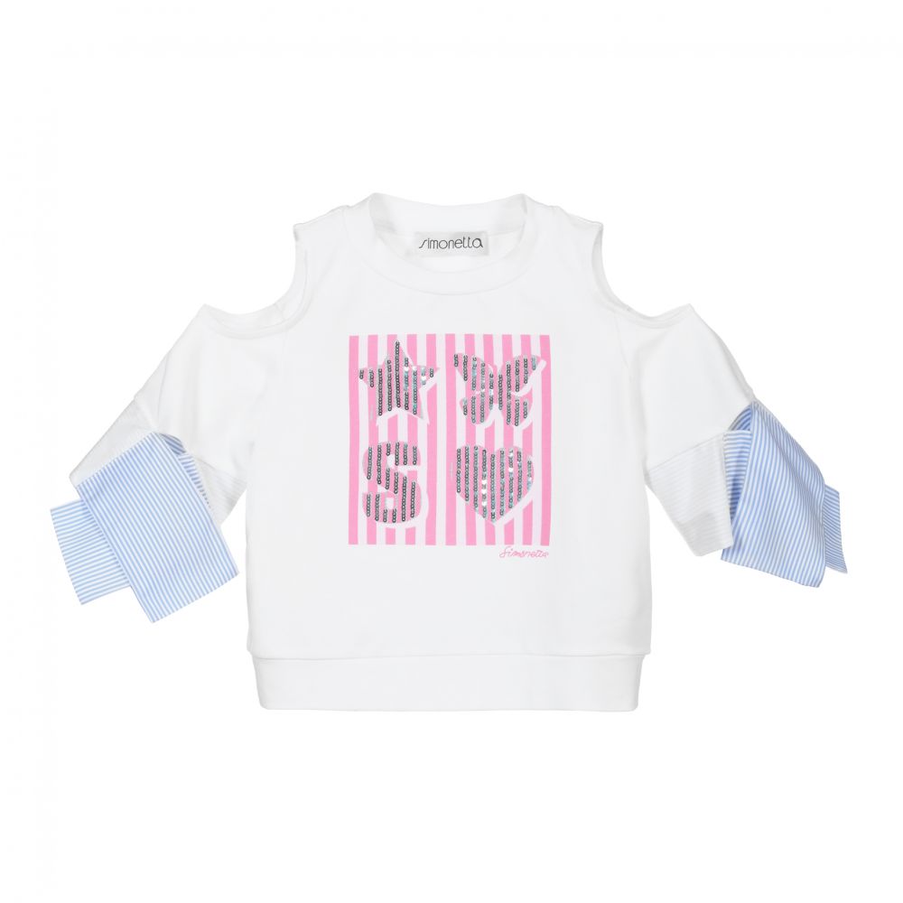 Simonetta-Girls White Cotton Top | Childrensalon Outlet