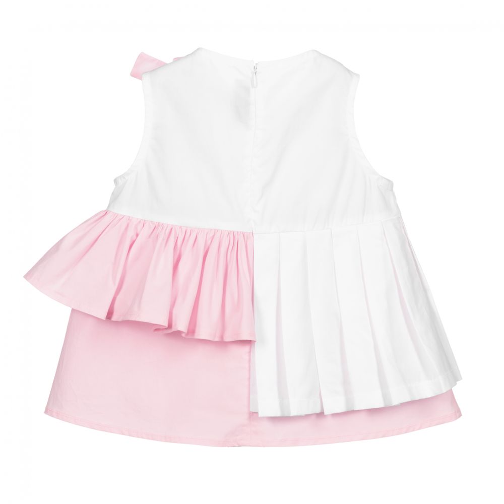 Simonetta-Pink & White Cotton Blouse | Childrensalon Outlet