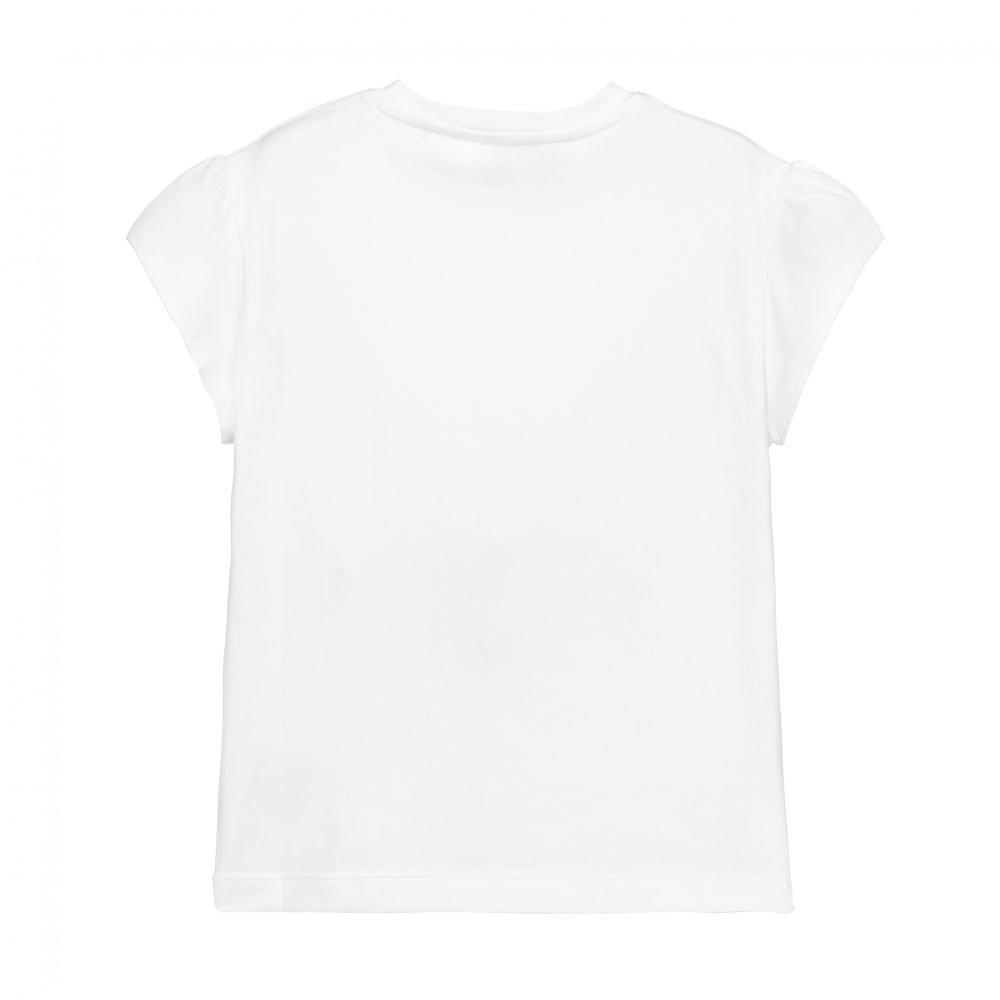 Simonetta-Pink & White Cotton T-Shirt | Childrensalon Outlet