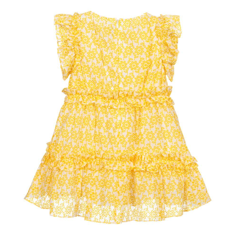 Yellow Floral Cotton Dress Childrensalon Outlet
